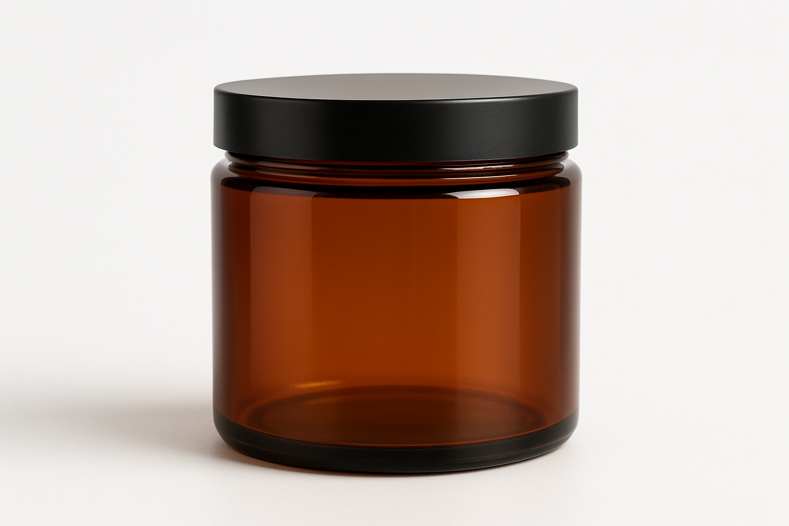 8oz amber glass jar with black lid